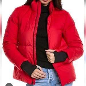 Theory Vibrant Red Stand Puffer Jacket sz L womens